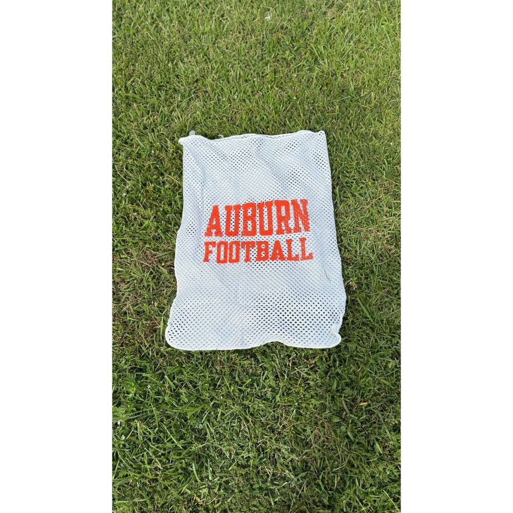 Auburn Football Mesh Laundry Bag White Orange Drawstring College Tigers NCAA